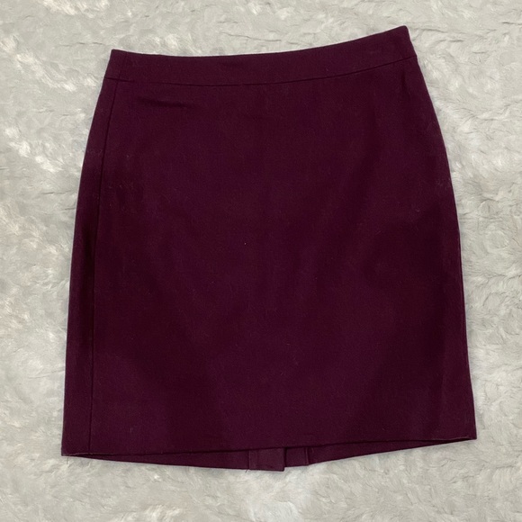 J. Crew Pencil Skirt Wool Burgundy Maroon Size 0P - Picture 4 of 10